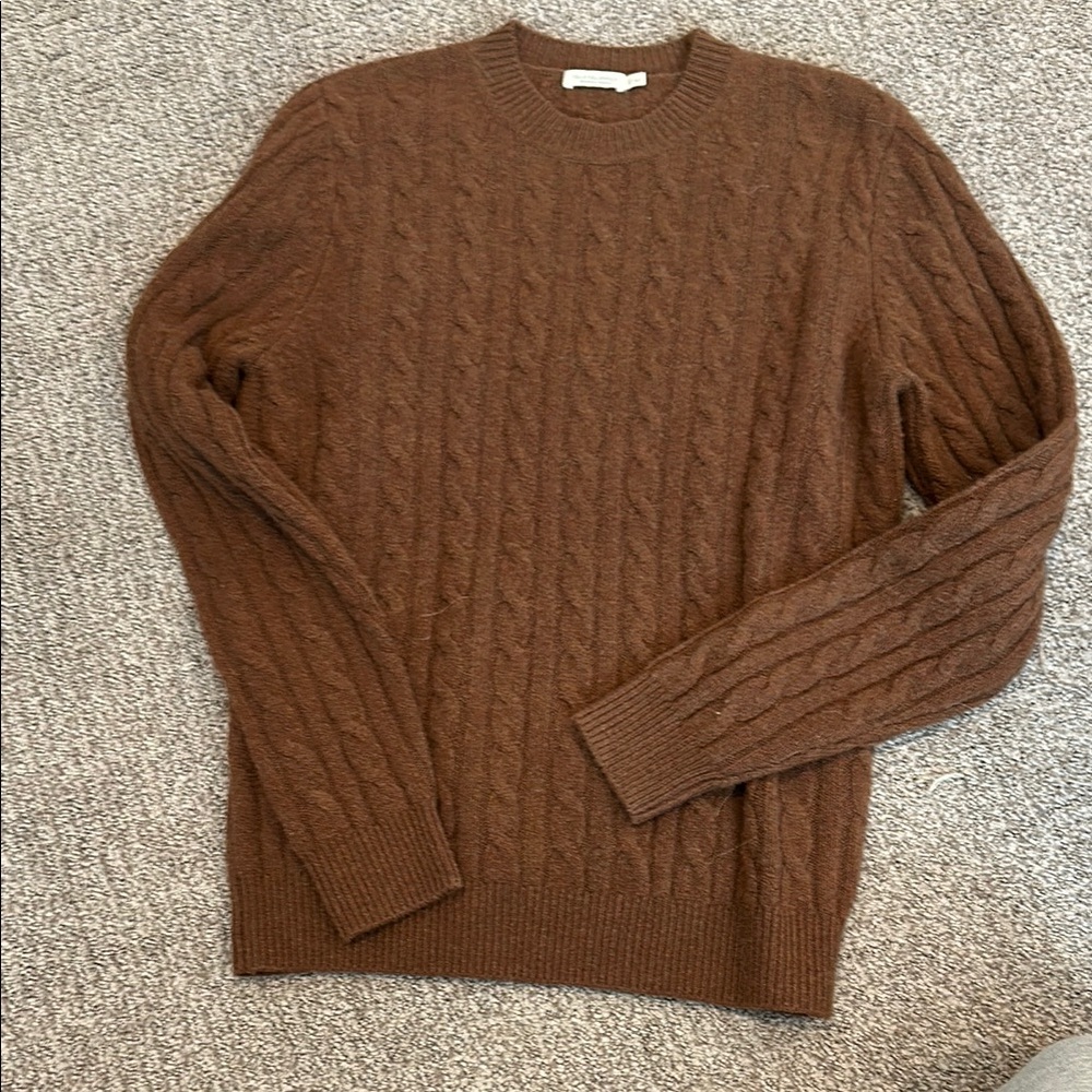 Suitsupply Brown Cable Knit Crewneck Sweater